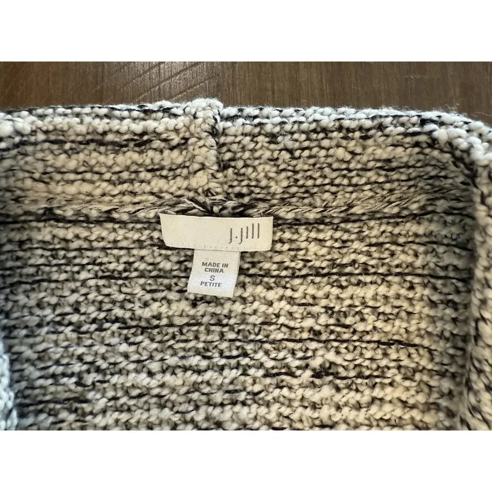 J. Jill Sweater Fringe Trim Open Cardigan Wool Blend Western Chunky Boho Size SP